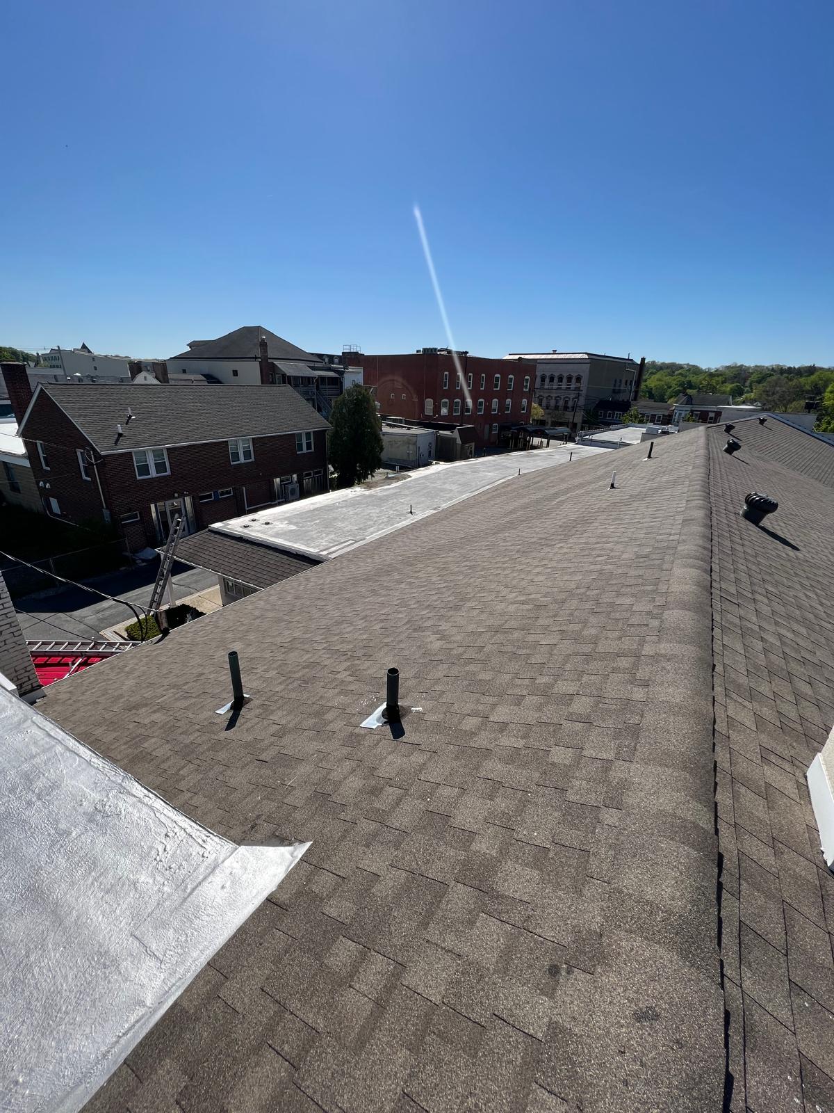 Commercial low-slope roof in downtown New Jersey